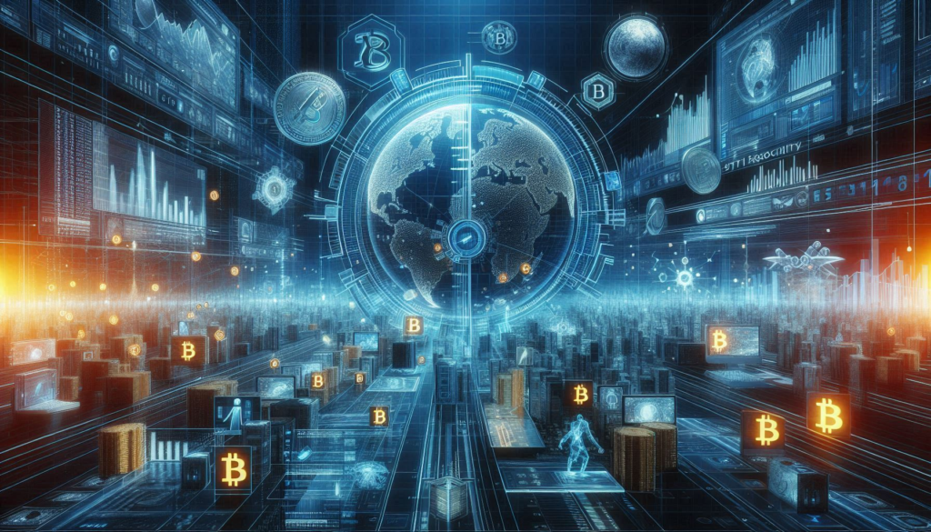 A futuristic depiction of the cryptocurrency ecosystem grappling with scalability issues and transaction speed limitations. The image portrays a network of high-speed data lanes congested with digital traffic, symbolizing the bottleneck effect in transaction processing. Advanced technological elements and visual metaphors illustrate the challenges of scaling up blockchain networks to meet the demands of a growing user base while maintaining efficiency and speed