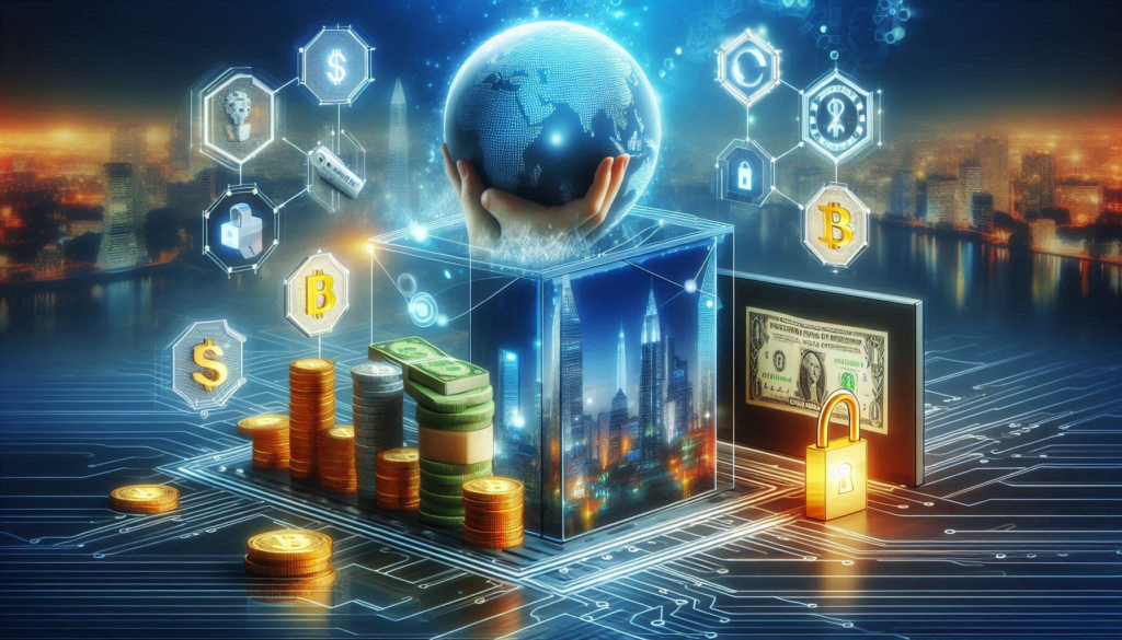 An image showcasing the seamless fusion of cryptocurrency solutions with the established financial ecosystem. It features a futuristic interface where digital and traditional banking elements are intertwined, symbolizing the innovative integration of crypto technologies within conventional financial services. The design conveys a sense of progress and harmony between the two sectors, highlighting the potential for a more inclusive financial future.