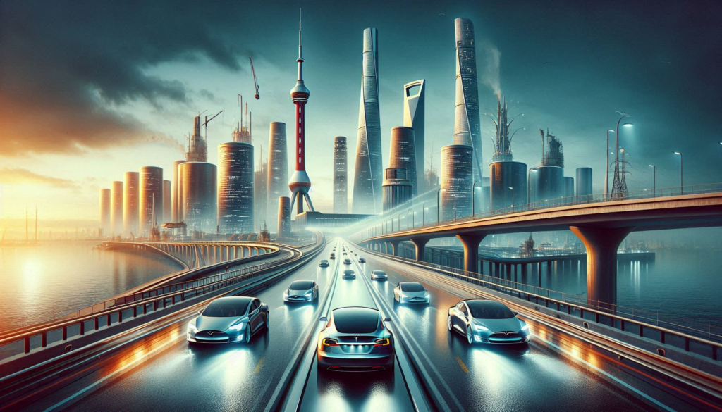 The image is a futuristic representation of Tesla’s road ahead, showcasing potential growth catalysts and risks. It likely includes various elements symbolizing Tesla’s future plans, such as new models, technological advancements, and expansion into new markets, as well as potential challenges, such as competition, regulatory issues, and economic conditions. This image provides a comprehensive overview of the factors that could influence Tesla’s future growth and success. Please note that the actual content of the image may vary.